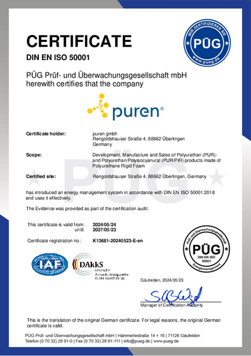 Certificate ISO 50001 Ueberlingen