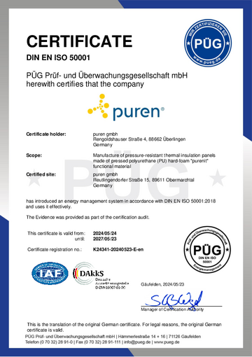 Certificate ISO 50001 Obermarchtal